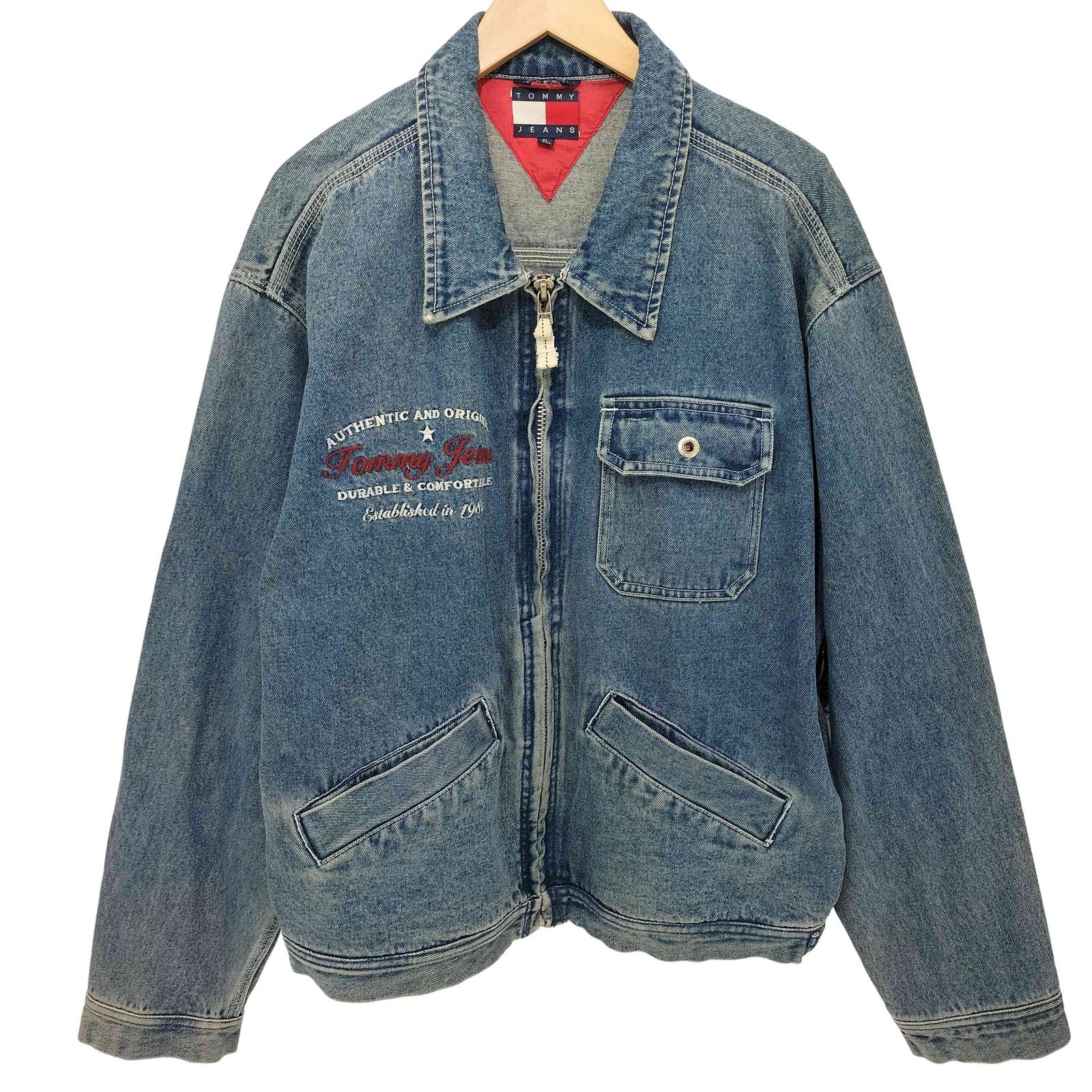 トミーヒルフィガー TOMMY HILFIGER 90-00s ロゴ刺繍 デニム ジップ