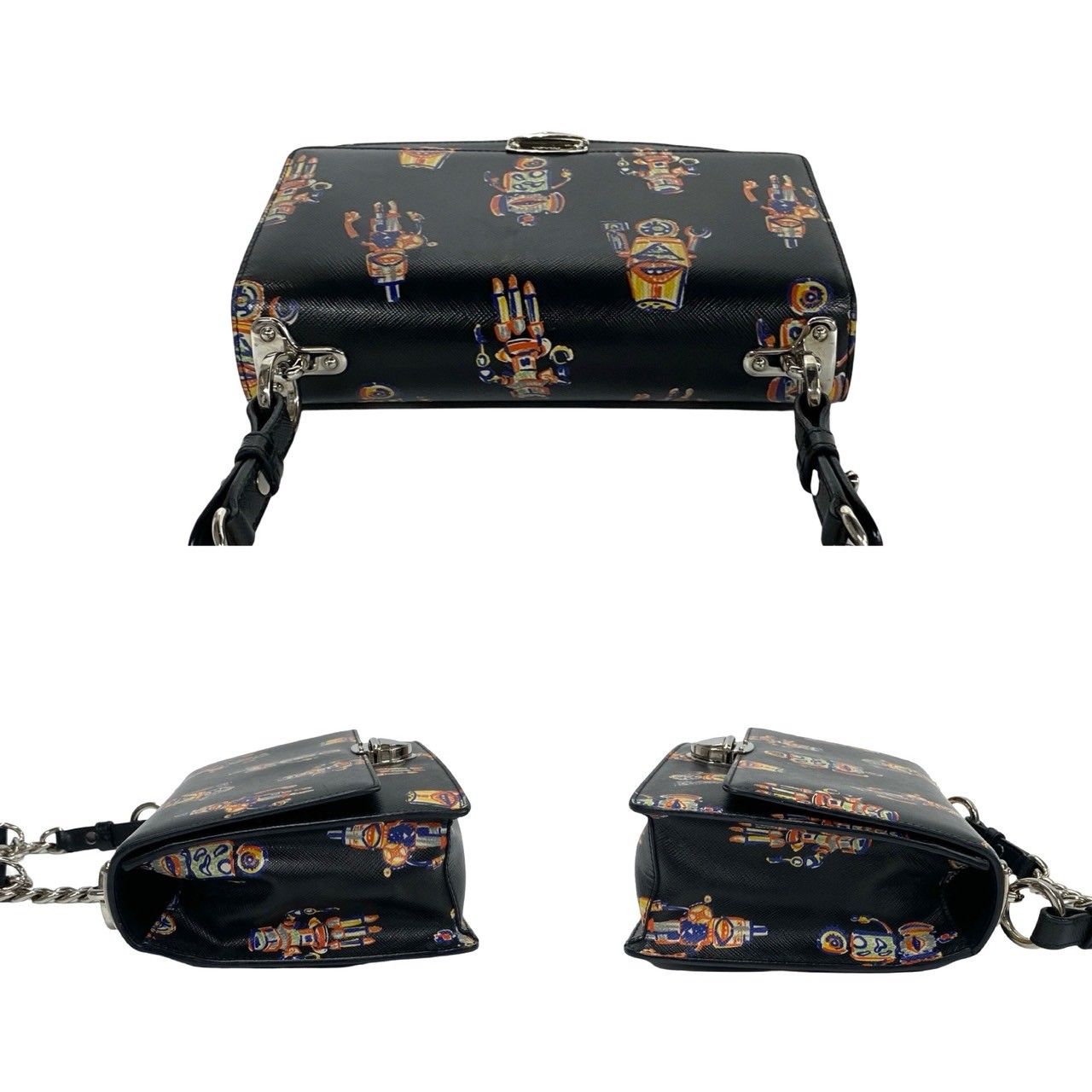 極 美品 保存袋付 PRADA プラダ ロボット プリント 柄