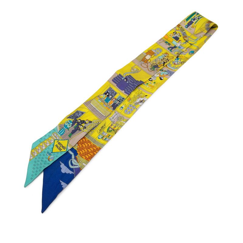 エルメス ツイリー La Maison des Carres メゾン デ カレ イエロー マルチカラー シルク レディース HERMES 1-0234297