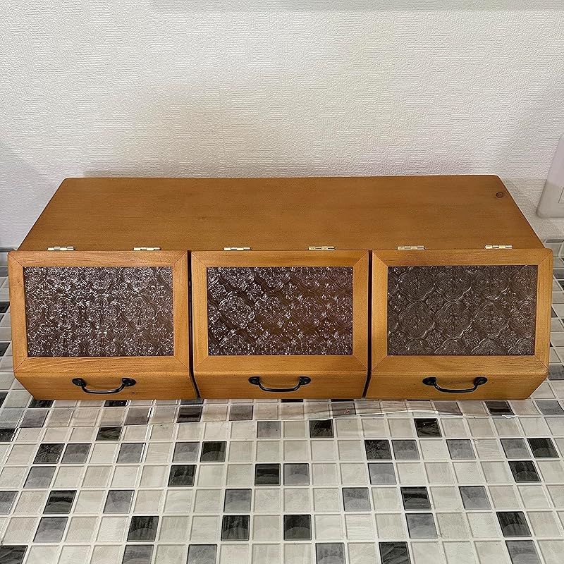 フルタック Fultac ラスタ 三連 ショーケース 木製 キッチン 収納 ガラス おしゃれ W50×D20×H15cm 1