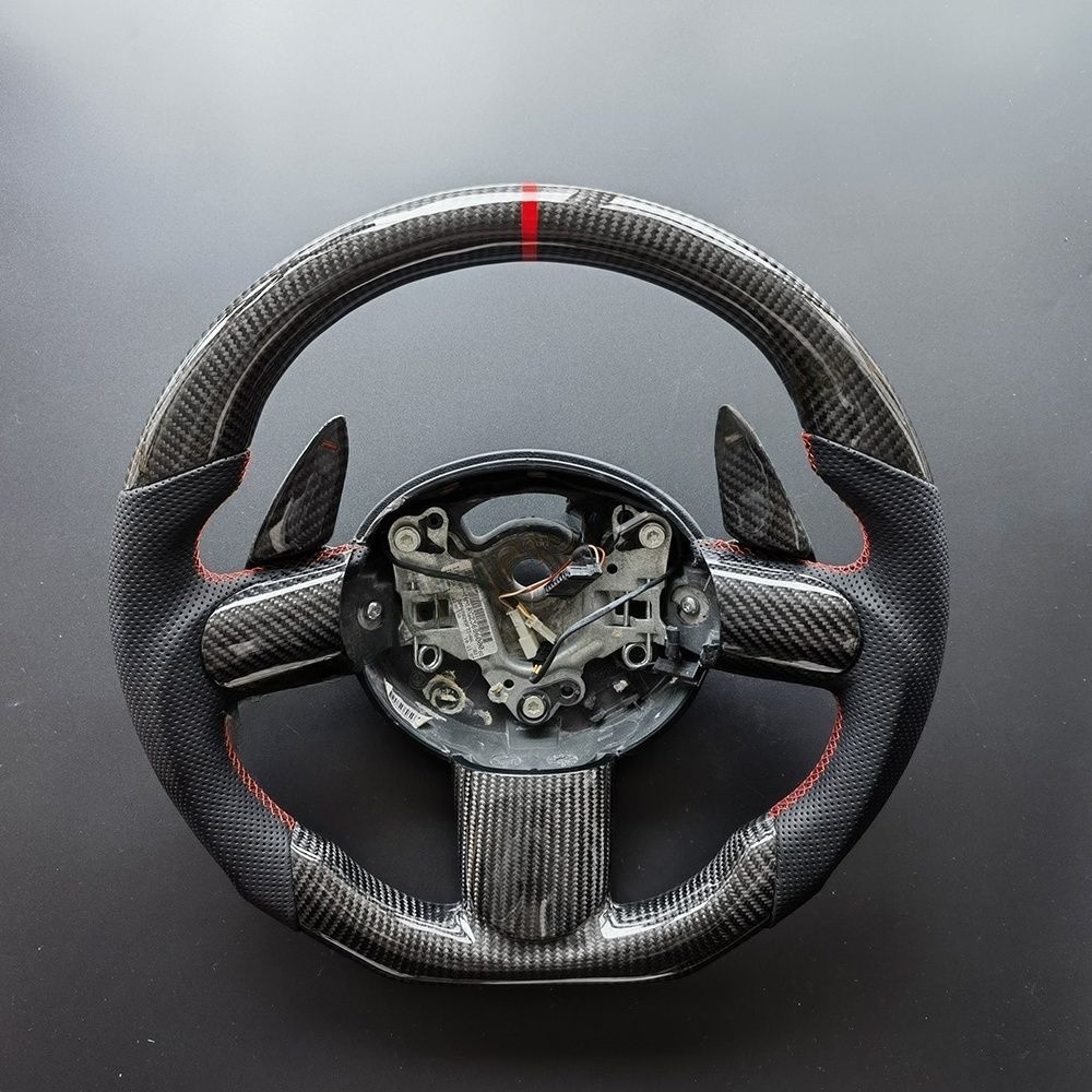 MINI ミニ R53 ３本スポーク JCW リアルカーボン製 パンチングレザー製 ステアリング1個 シフトパドル付き