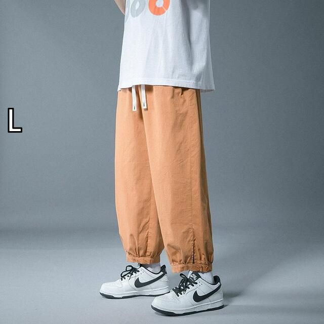 [L] メンズ ファッション 服 男性用 オシャレ シンプル 大人 かっこいい 大きいサイズ ストリート 紳士服 レトロ カジュアル パンツ 夏 薄手 綿 アンクル スーツ ドレープ