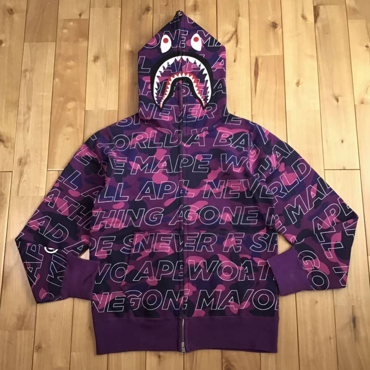 Text color camo シャーク パーカー Sサイズ shark full zip hoodie a bathing ape BAPE エイプ  ベイプ purple camo 迷彩 - メルカリ