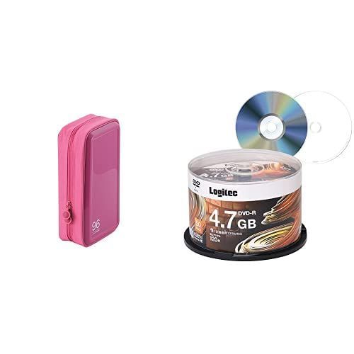 【迅速発送】セミハード ファスナー付 CDケース 96枚収納 DVD ピンク 50枚セット】エレコム CCD-H96PN 【DVD-R