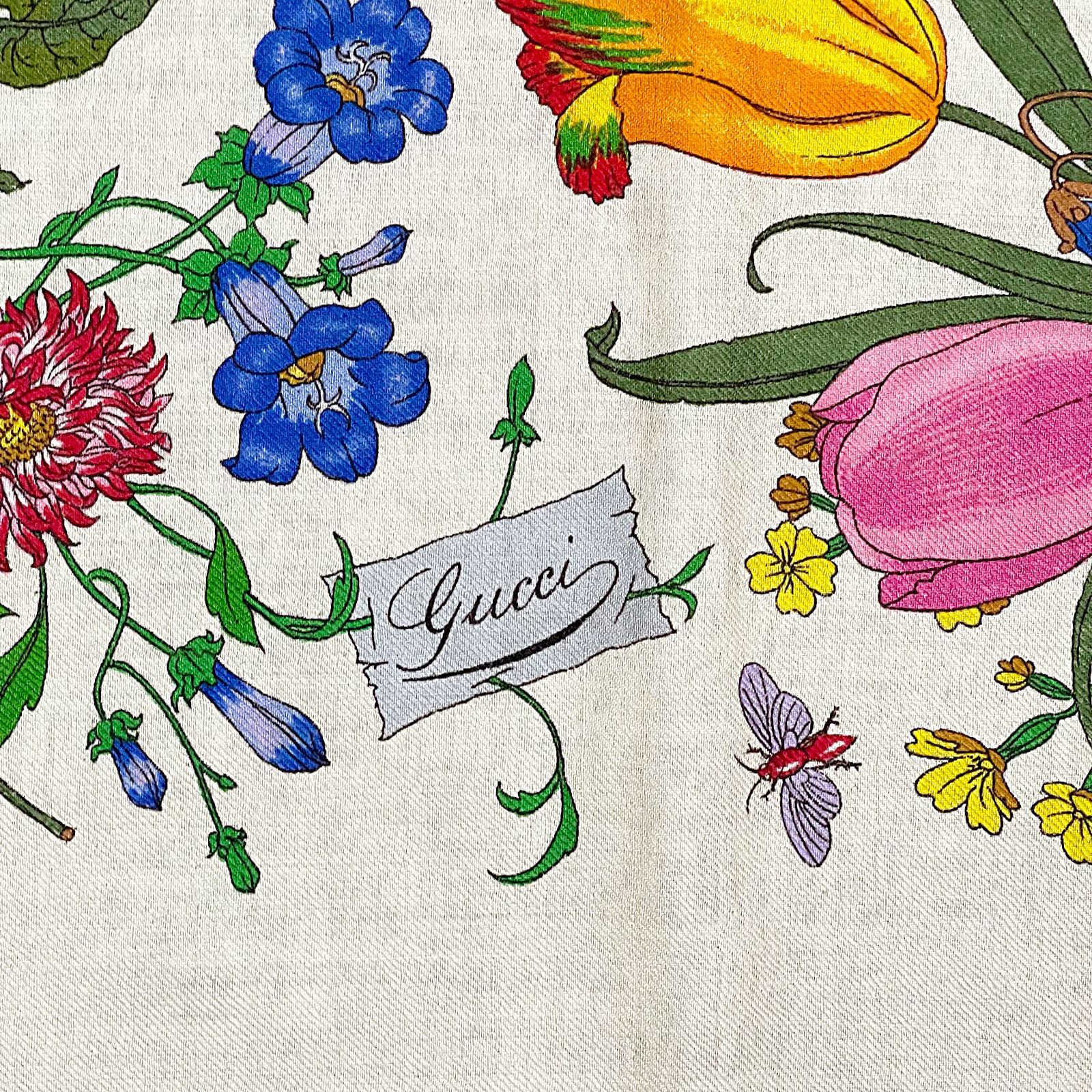 GUCCI グッチ 約130cm 大判シルクスカーフ フローラ ボタニカル