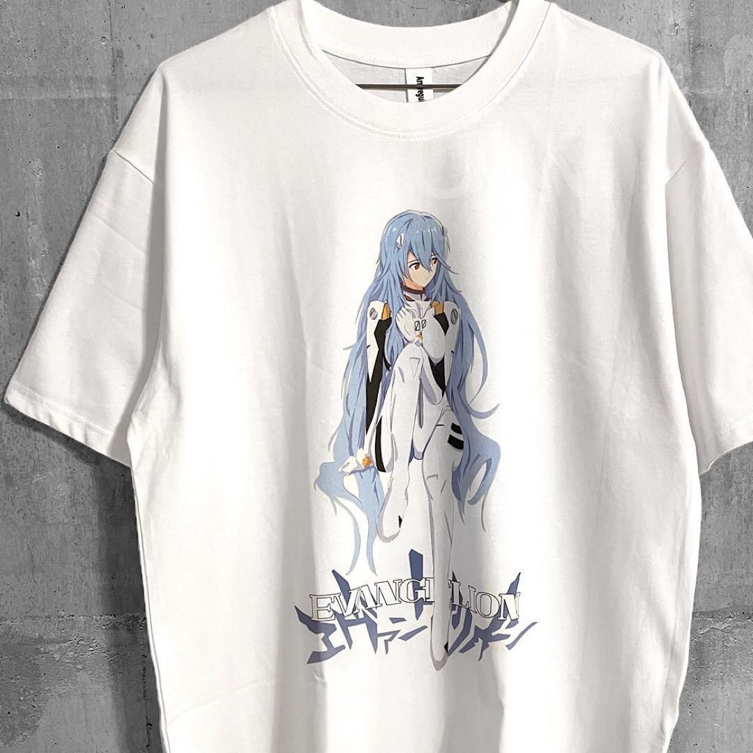 新品 水洗された古着風 シャツ 綾波レイのレト ロプリント入り 新品 水洗された古着風 シャツ 綾波レイのレト ロプリント入り