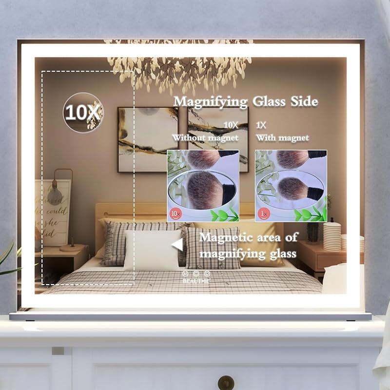 ANYHI 女優ミラー 卓上 人気 化粧鏡 卓上/壁掛け両用 14個のl