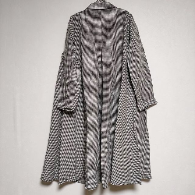 nest Robe 01211-1011 ヘンプ先染めギンガム コート ブラック　ホワイト レディース ネストローブ【中古】4-0427M∞