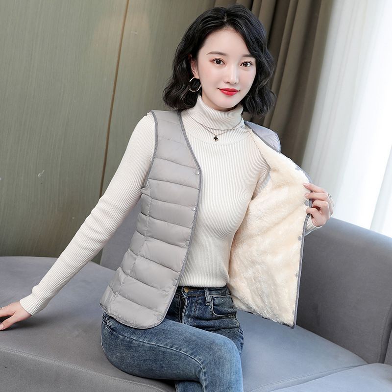 中綿ベスト レディース ショート丈 インナー チョッキ 前開き 羽織り