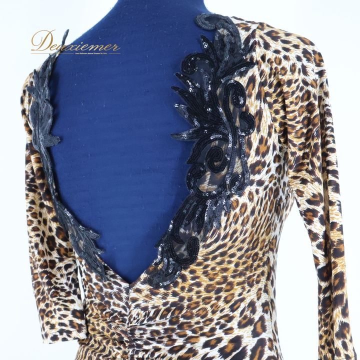 社交ダンス 衣装 ワンピース ドレス フリル レース 黒 ブラック