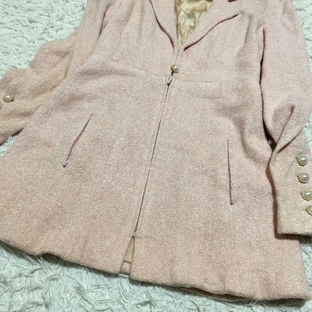 CHANEL ココマーク パールボタン シルク ツイードジャケット ピンク WWW_MORNINGWALKER_COM