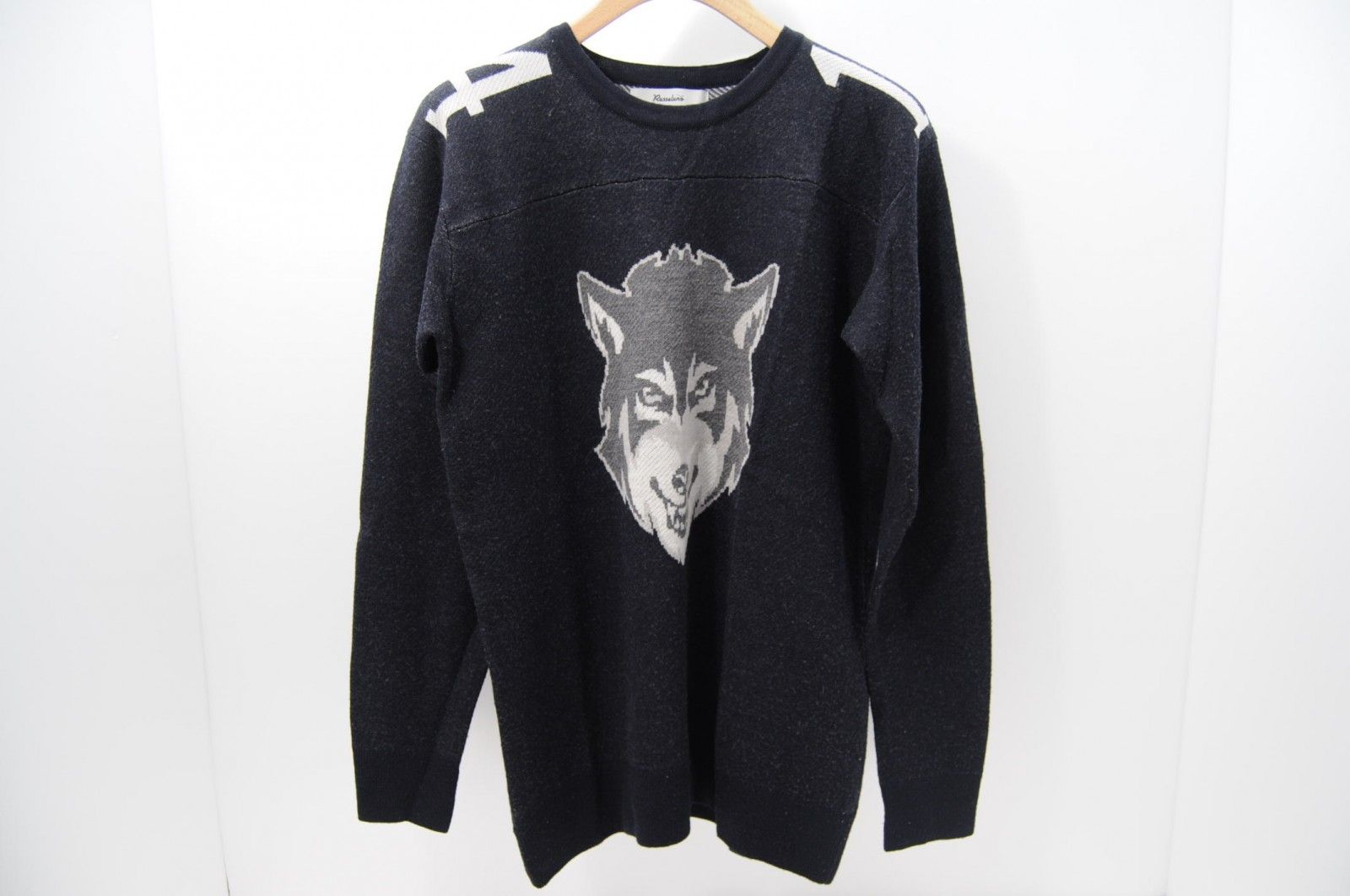 中古 メンズ ラッセルノ RUSSELUNO セーター 4(M) 紺 ネイビー 長袖クルーネック ニット オオカミ