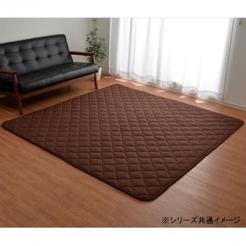 【新品・2営業日で発送】イケヒコ・コーポレーション こたつ敷き布団 キルトラグ ラグ カーペット 2畳 先染め つむぎ調 ブラウン 約190×190cm(ホットカーペット対応)