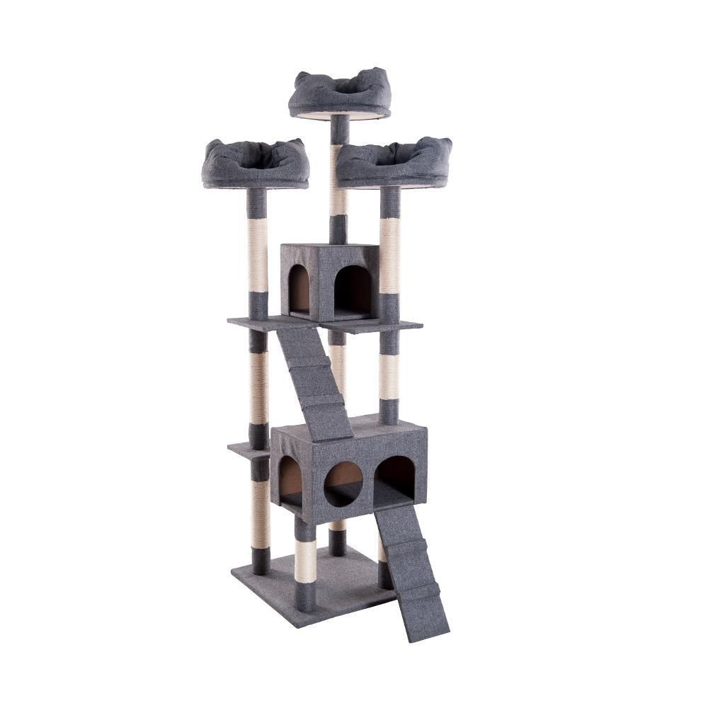 キャットタワー据え置き多頭大型猫おしゃれ全高175 cm多頭飼い猫おもちゃ グレー yew 2