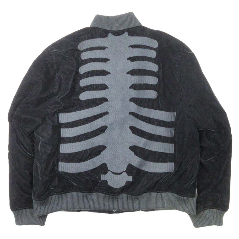 新品同様 24aw VANSON バンソン 50th Anniv. Bomber Jacket 50周年 ボーン刺繍 ボンバージャケット ブルゾン ベロア 別珍 L 黒 ブラック メンズ 古着 中古 USED