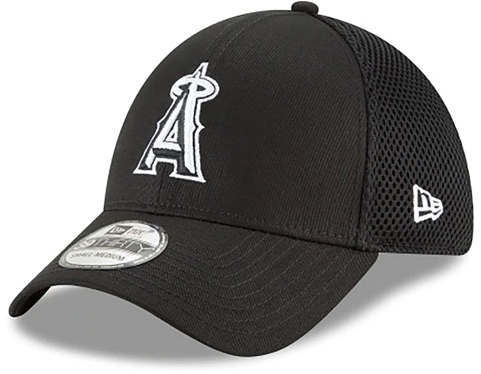 NEW ERA MLB 39THIRTY CAP FLEX FIT ニューエラ ロサンゼルス エンゼルス メッシュ キャップ 帽子 黒 ブラック S|M ブラック M