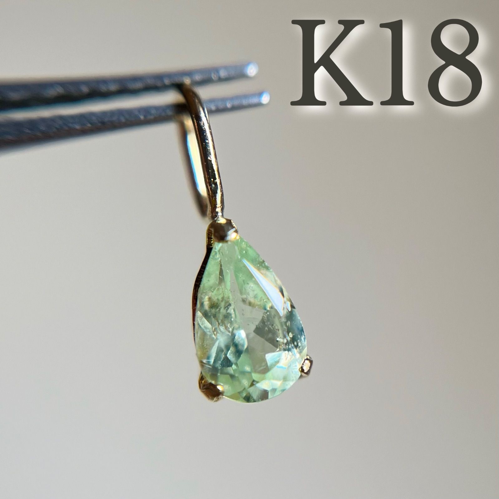 K18 天然石エメラルド ペンダントトップ 18金イエローゴールド PEAR