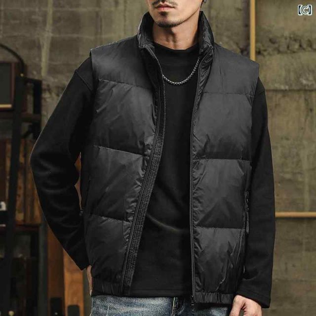 4 XL メンズ ファッション 服 男性用 オシャレ シンプル 大人 かっこいい ストリート 90 ダックダウン ベスト アメリカン レトロ カジュアル 暖かい ジャケット