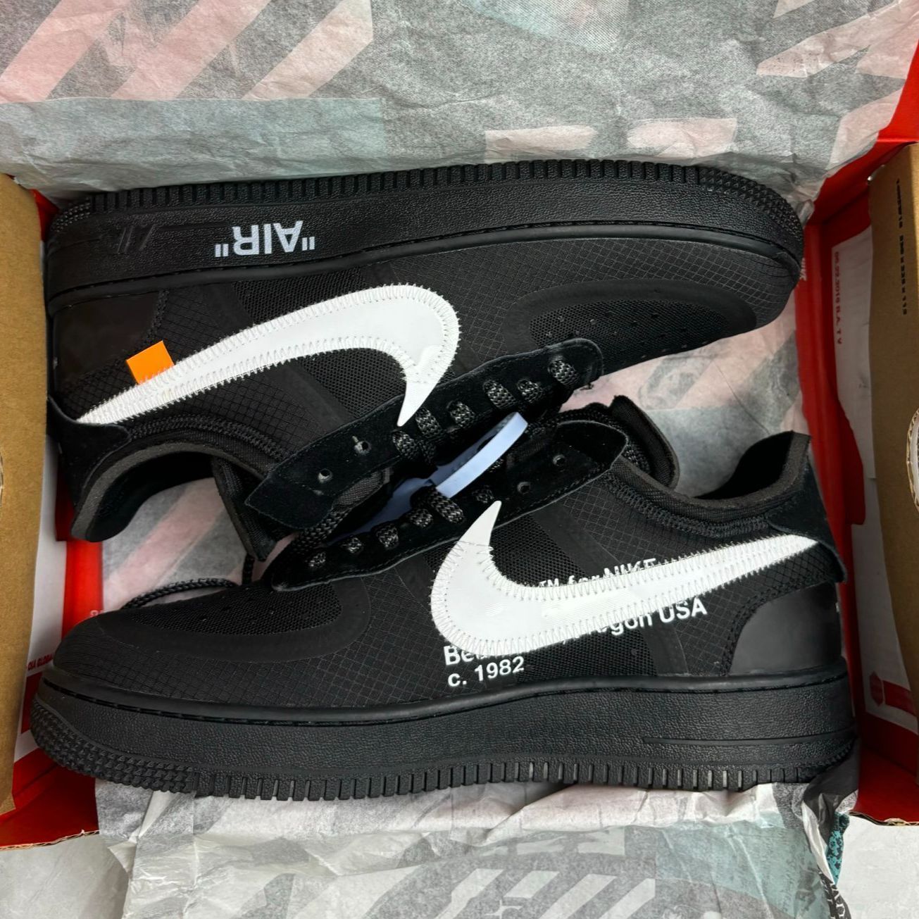 ナイキ スニーカー OFF-WHITE x Nike Air Force 1 Black White 黒と白