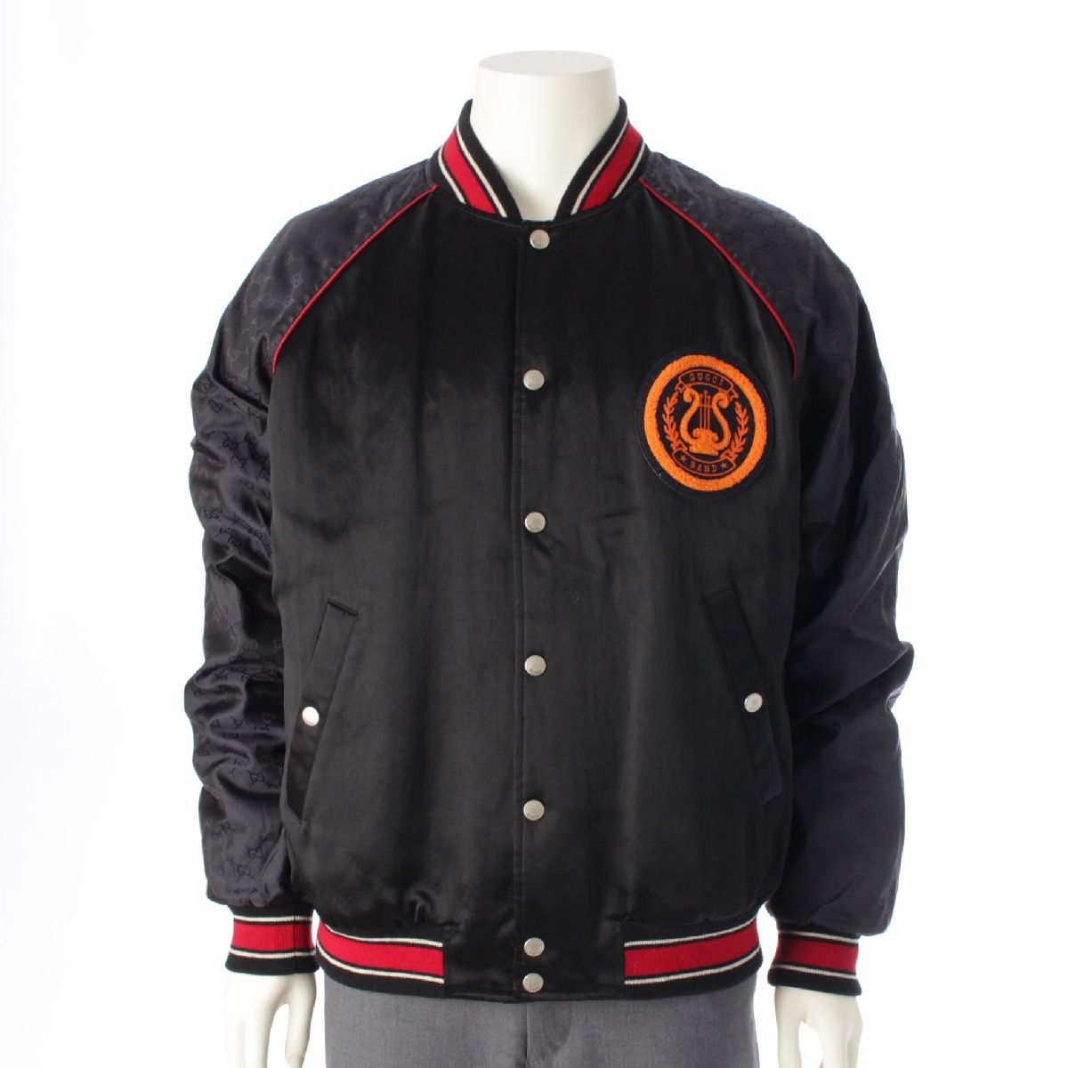 グッチ リラ パッチ GG柄 ボンバー ジャケット アウター 568554 ブラック 46【中古】