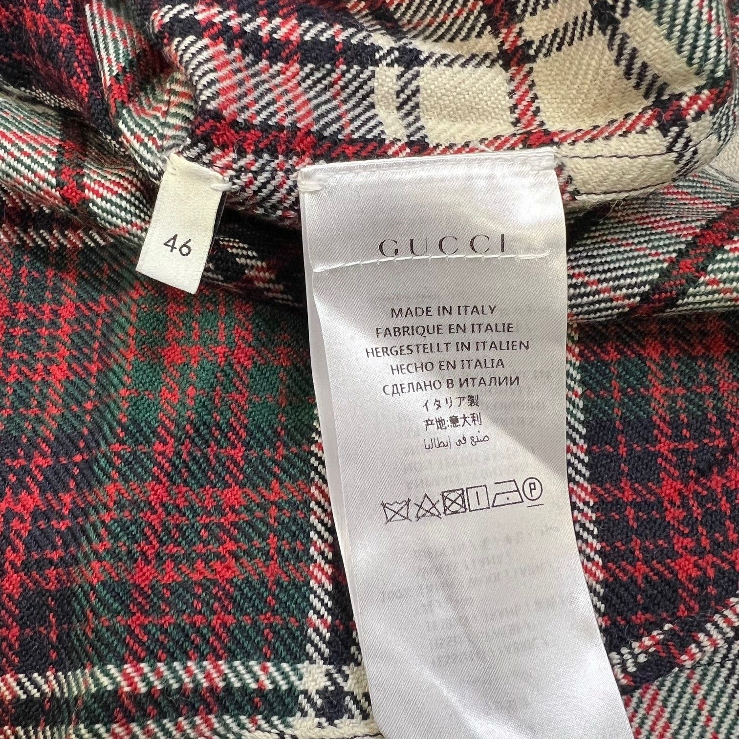 GUCCI チェック柄ネルシャツ 国内正規 GUCCI 18AW Back Embroidered Flannel Shirt バックエン