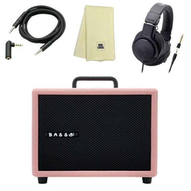 ベース アンプ MODEGEAR LOUD MINI-B ピンク クロス ミニステケーブル ATHM20X ヘッドホン 小型 超軽量 低音域もしっかり再 生できるベースアンプ