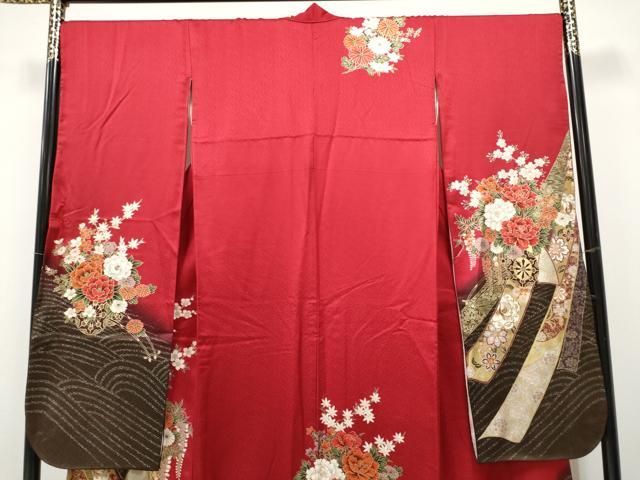 【華やか】⭐️金彩振袖⭐️縮緬⭐️雪輪重ね文様⭐️ 平和屋着物○豪華振袖 雪輪花文 黒地 金彩 正絹 逸品