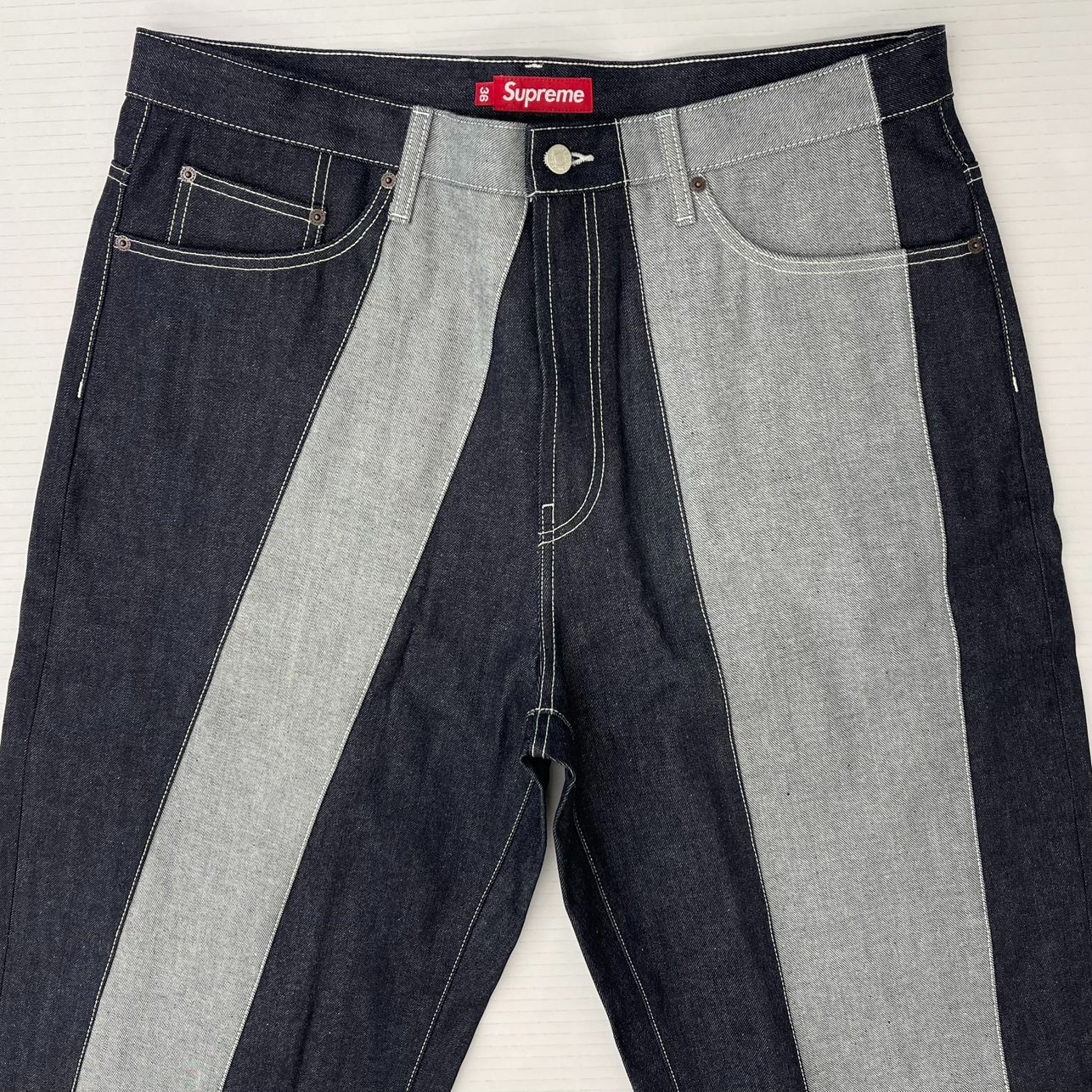 未使用/36】Supreme Paneled Stripe Baggy Jean/シュプリーム パネル 