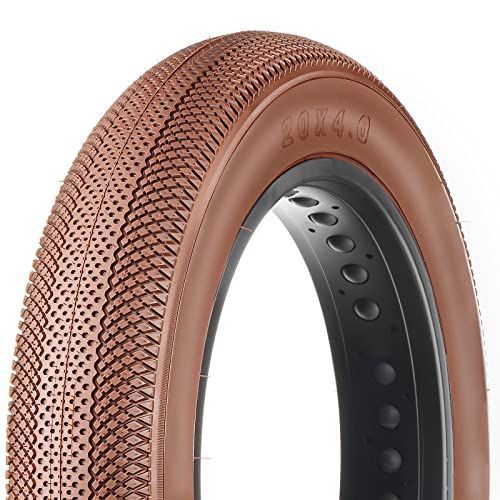 20×4.0 - ちゃいろ MOHEGIA 電動自転車 ファットタイヤ: 20×4.0インチ 自転車用タイヤ - 折りたたみビードの交換用タイヤに - 都市型マウンテン アシスト電動三輪車 に対応 - ちゃいろ