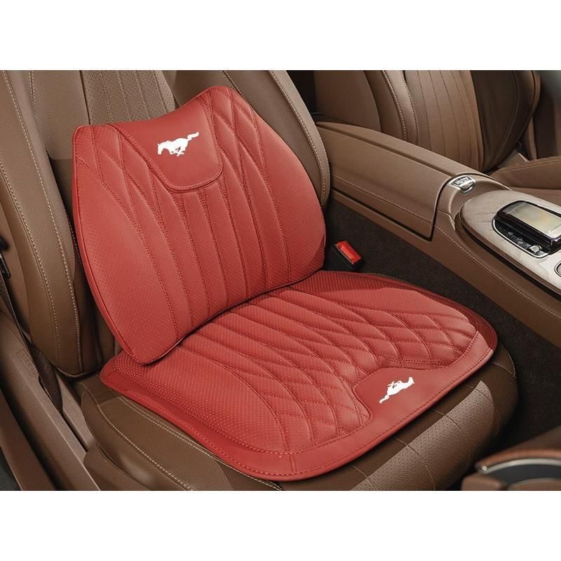 フォード?マスタングレッドシートクッション 車用 シートカバー ナッパ レザー 腰当て 滑り止め 弾性 座布団1点+腰クッション1点 aace qtm