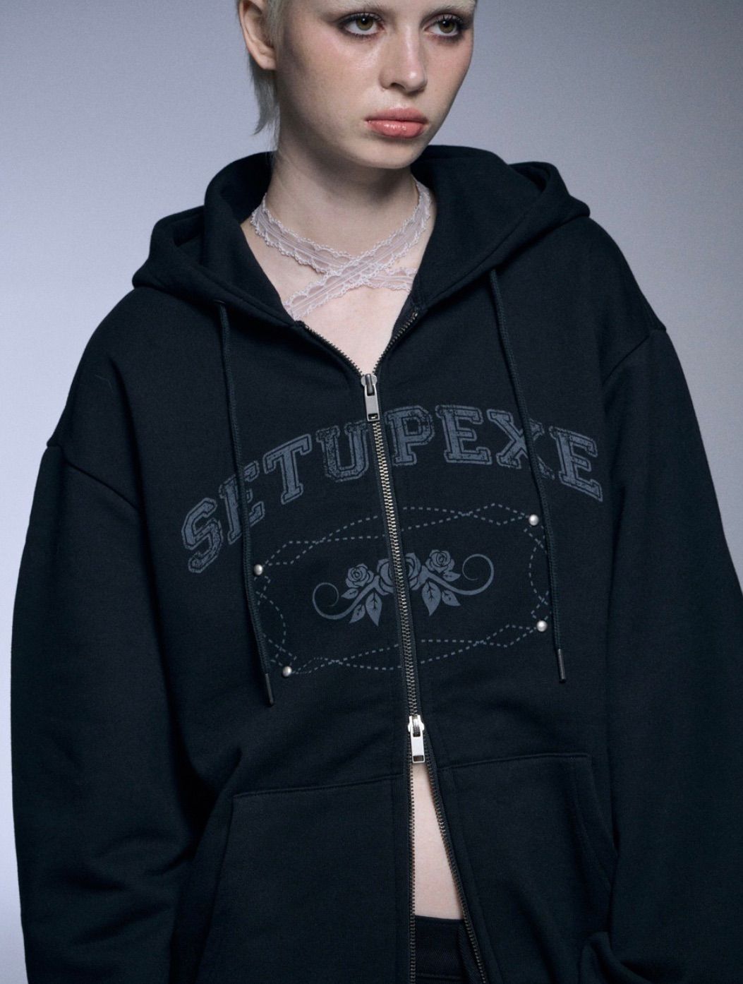 SETUP‐EXE OVERSIZED TWO-WAY ZIPUP HOODIE