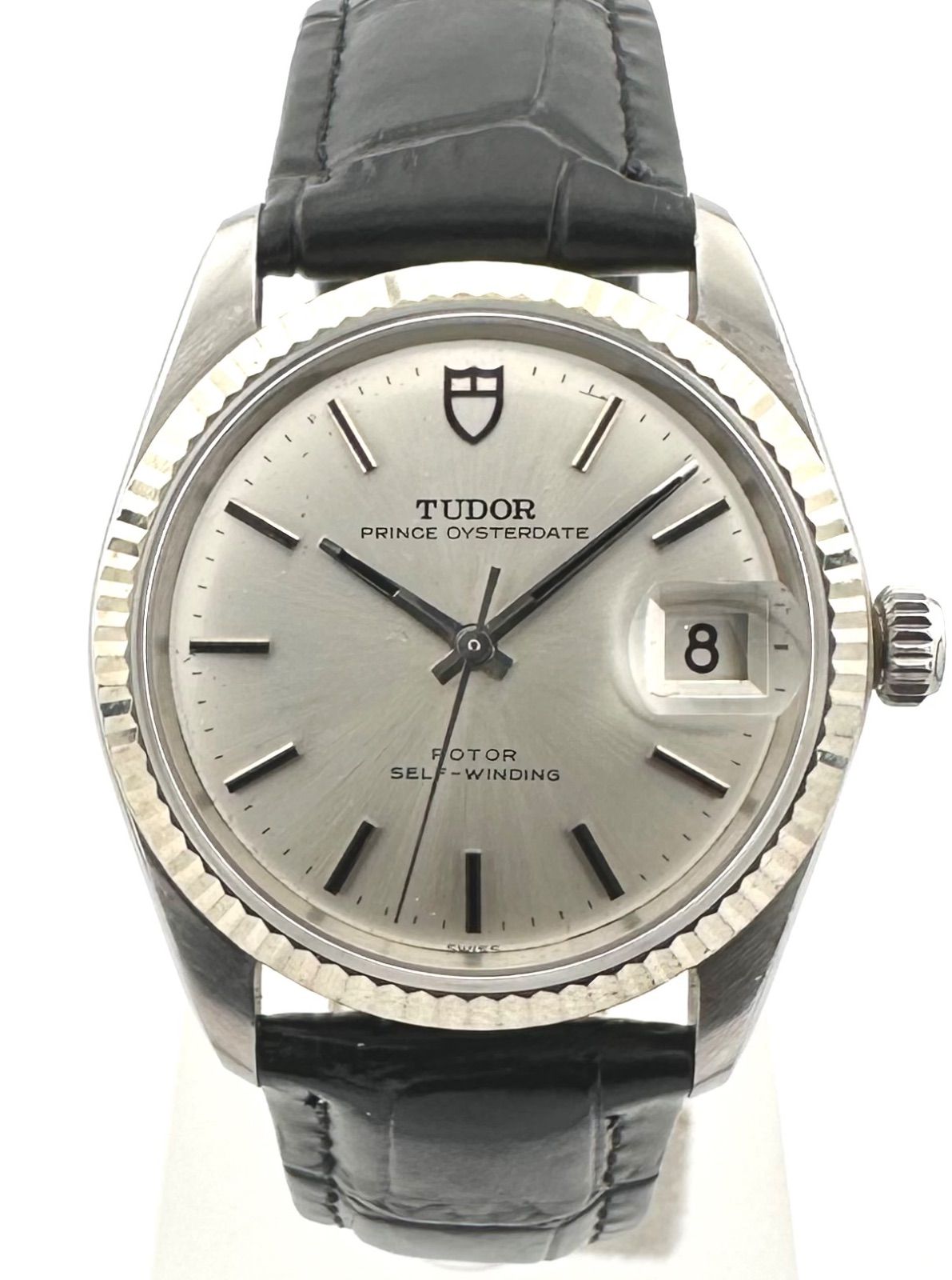 1円★正規【チュードル】7990/4　プリンスオイスターデイト　スイス製　デイト　グレー文字盤　レザー　AT　メンズ腕時計　&597 TUDOR 7990⁄4 プリンスオイスターデイト 自動巻き時計 チュードル