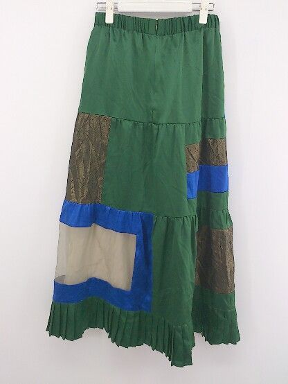 アンスリード スカーフドッキングマキシスカート ロング M 緑 