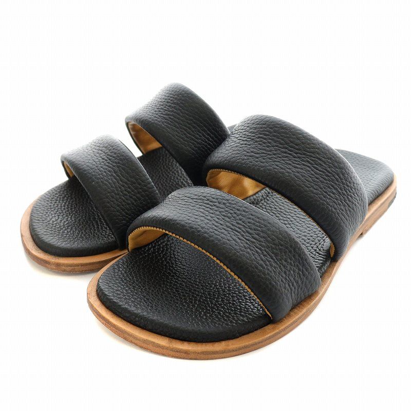 オーラリー AURALEE レザーストラップサンダル LEATHER STRAP SANDAL 8 26.0cm 黒 ブラック A22SS02QD |NW35