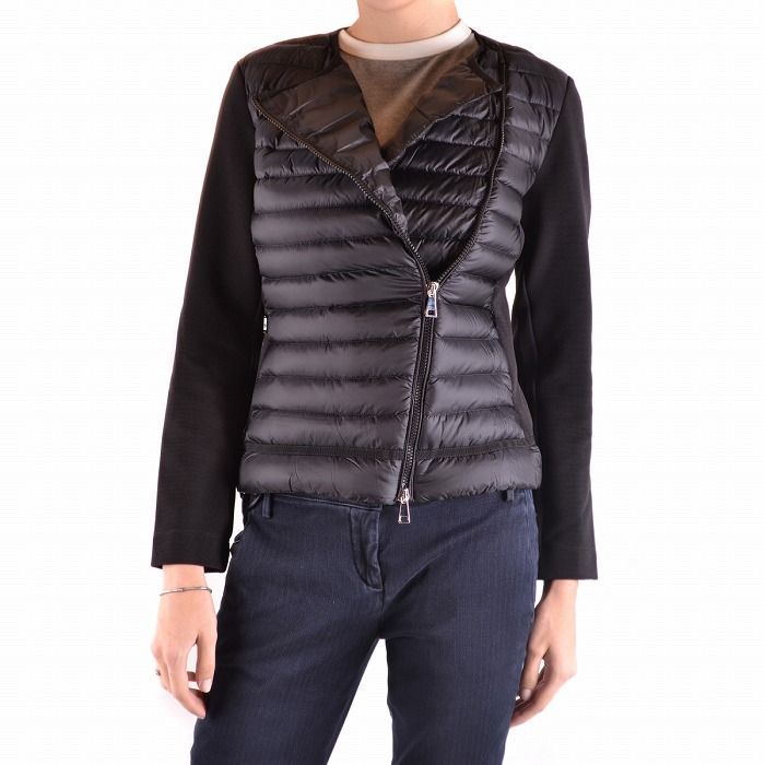 サイズL■新品■モンクレール ライダース型ライトダウンジャケット 黒 レディース MONCLER モンクレール ダウン ダウンジャケット ライトダウン