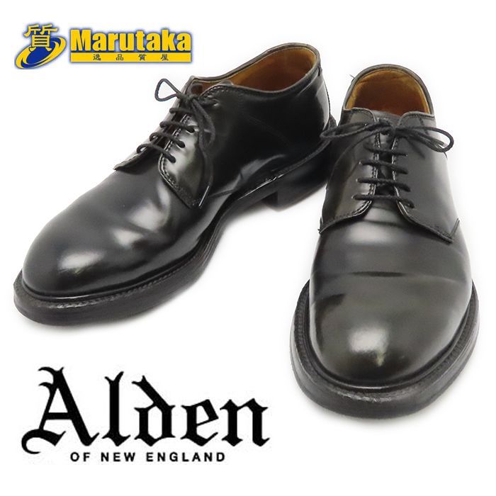 Alden ブラックレザー ドレスシューズ オールデンレースアップレザードレスシューズブラック6.5