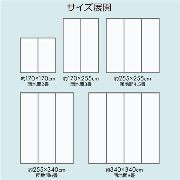 い草 花ござ ラグマット/絨毯 【8畳 格子柄 市松柄 ブルー 団地間8畳