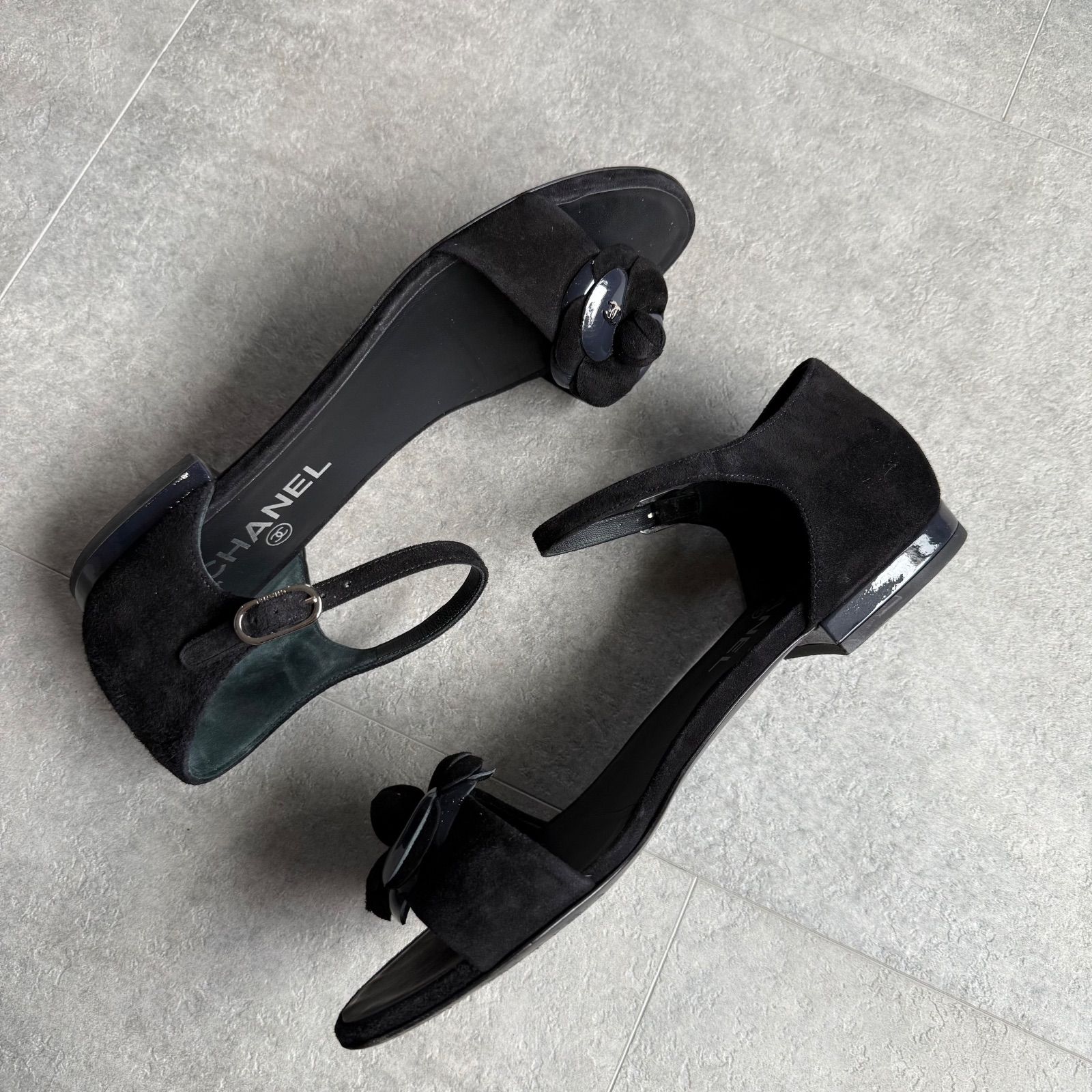 美品 CHANEL シャネル カメリアココマーク スエード アンクル