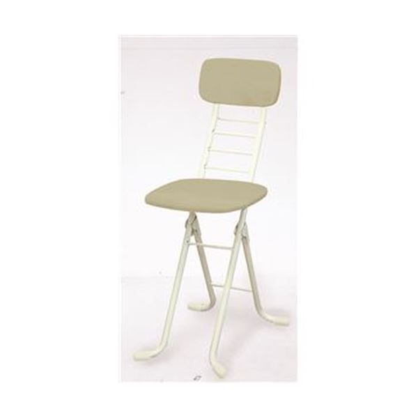 折りたたみ椅子 幅35cm ホワイト×ミルキーホワイト 日本製 高さ6段調節 ...
