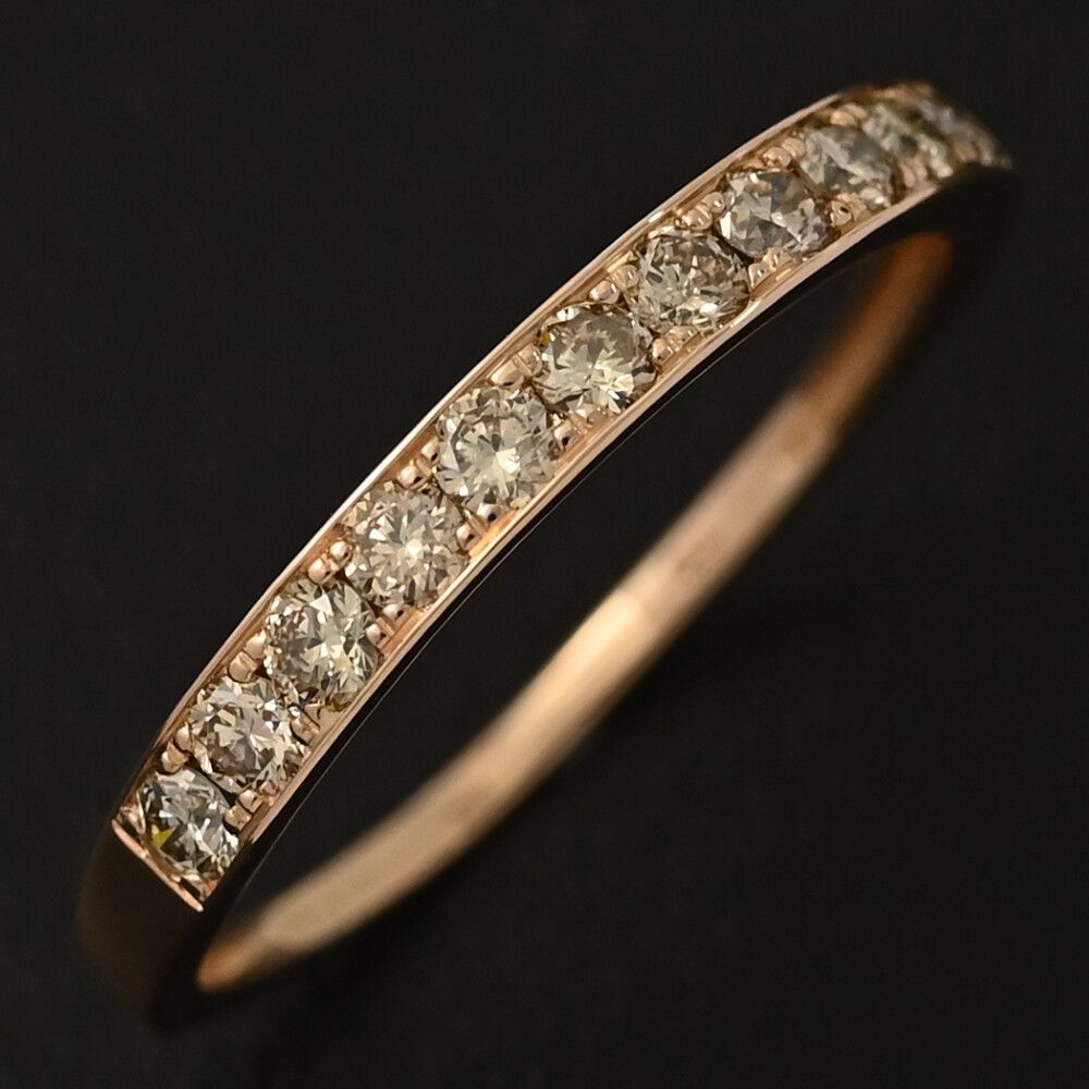 k18PG ダイヤモンドリング #12 ハーフエタニティ 中古】K18PG