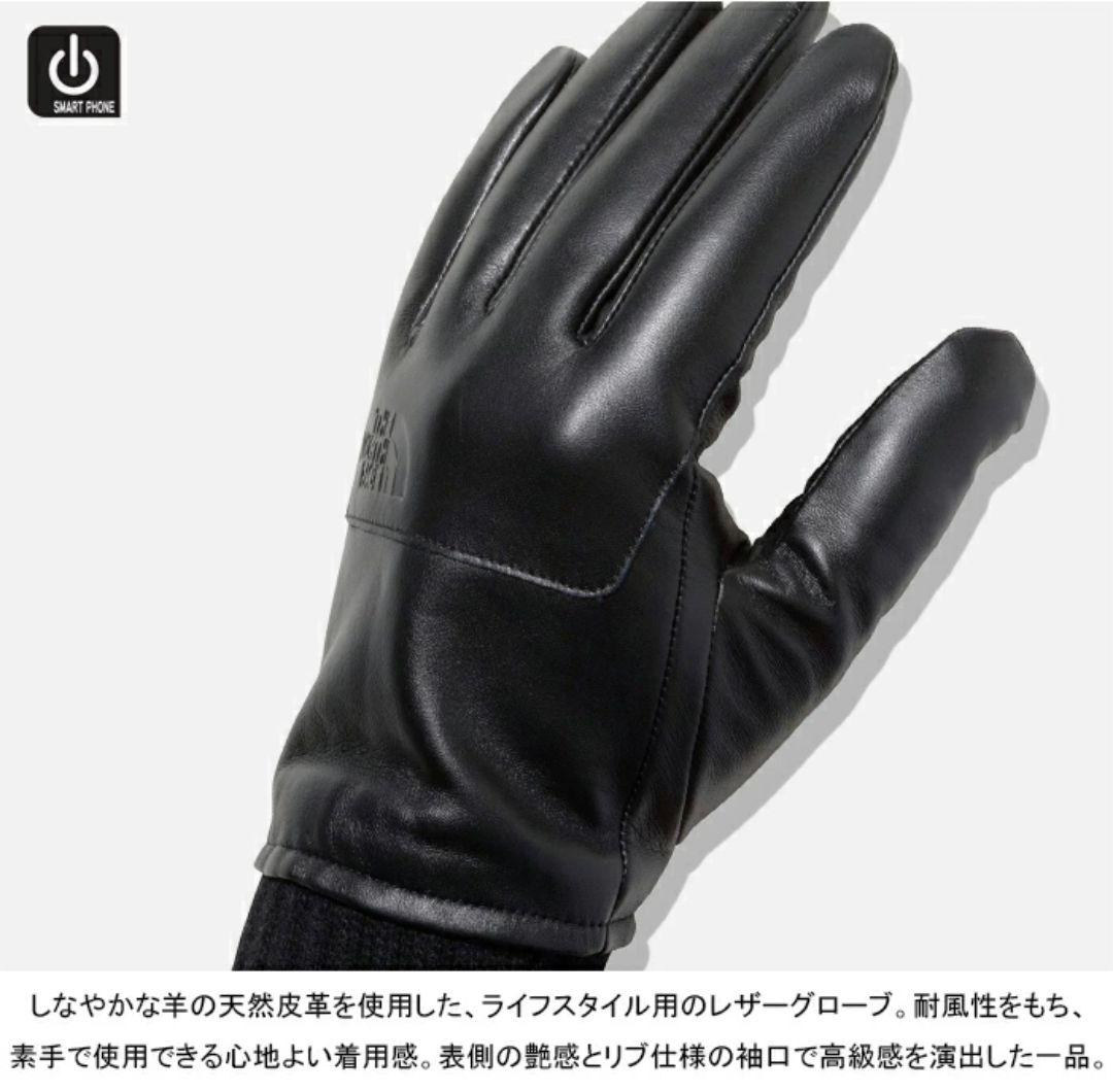 ノースフェイス(M)ゴートレザー グローブ 手袋 黒 撥水/柔軟/軽量 - 小物