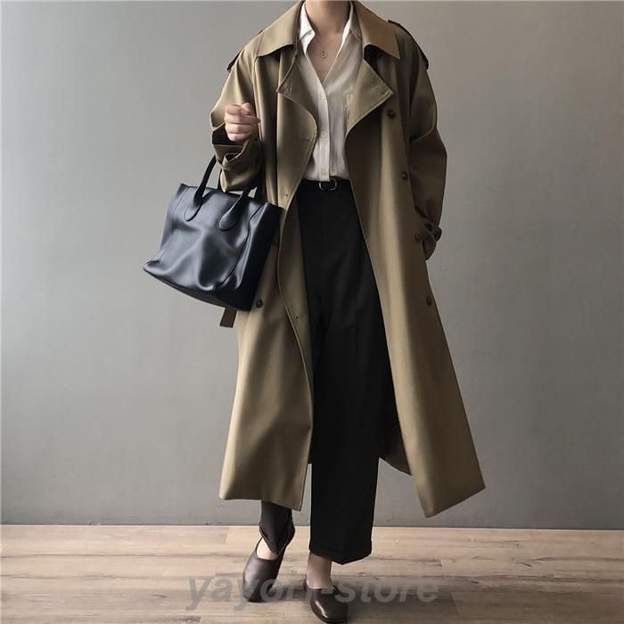 トレンチコート スプリングコート レディース 春 ロングコート 羽織り トレンチ アウター コート ロング丈 裏地付き デザイン