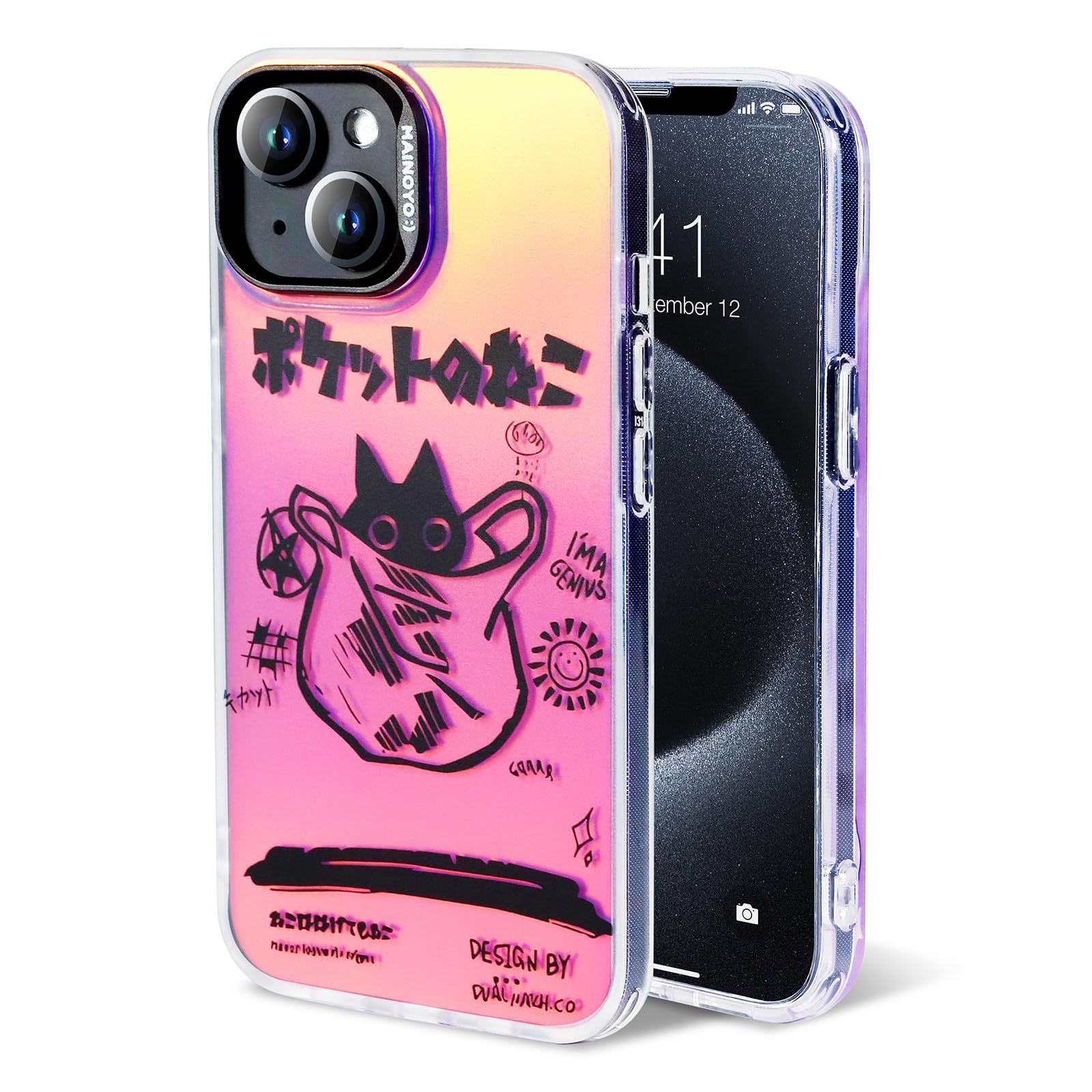 かわいい おしゃれ 猫 ねこ キラキラ レーザー カバー アニメ ケース ケース スマホケース 用 iphone 猫3 アイフォン iphone 対応 15 Mainoyo