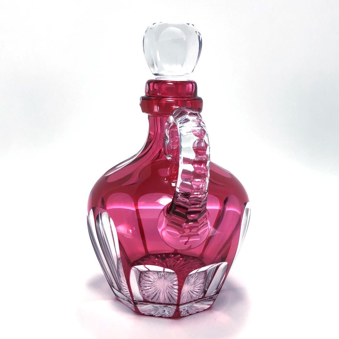 アンティーク Old Saint Louis サンルイ 色被せ デキャンタ 水差し クリスタルグラス クリア レッド