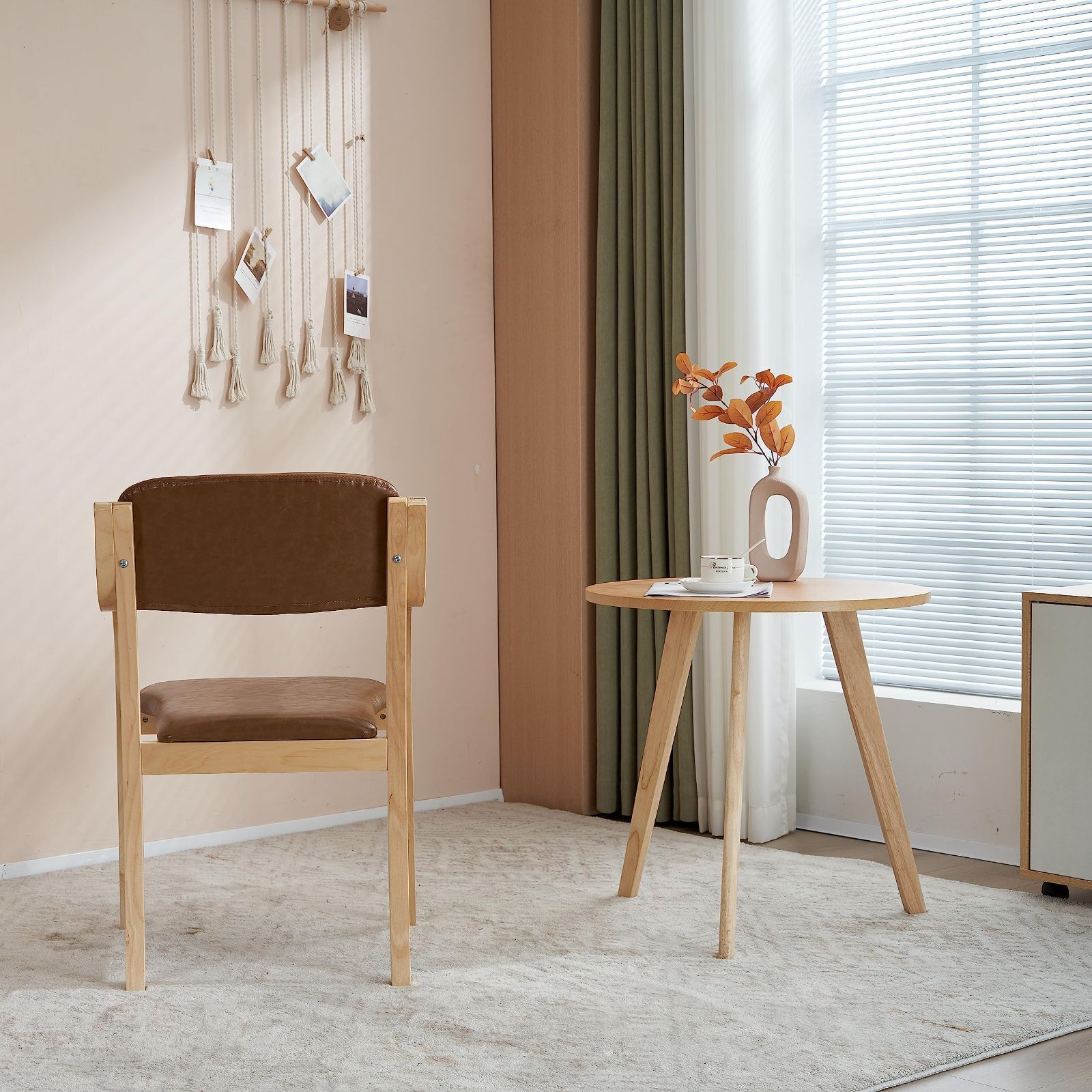 購入 【人気商品】PUレザー 肘付き ダイニングチェア 夏に適しています