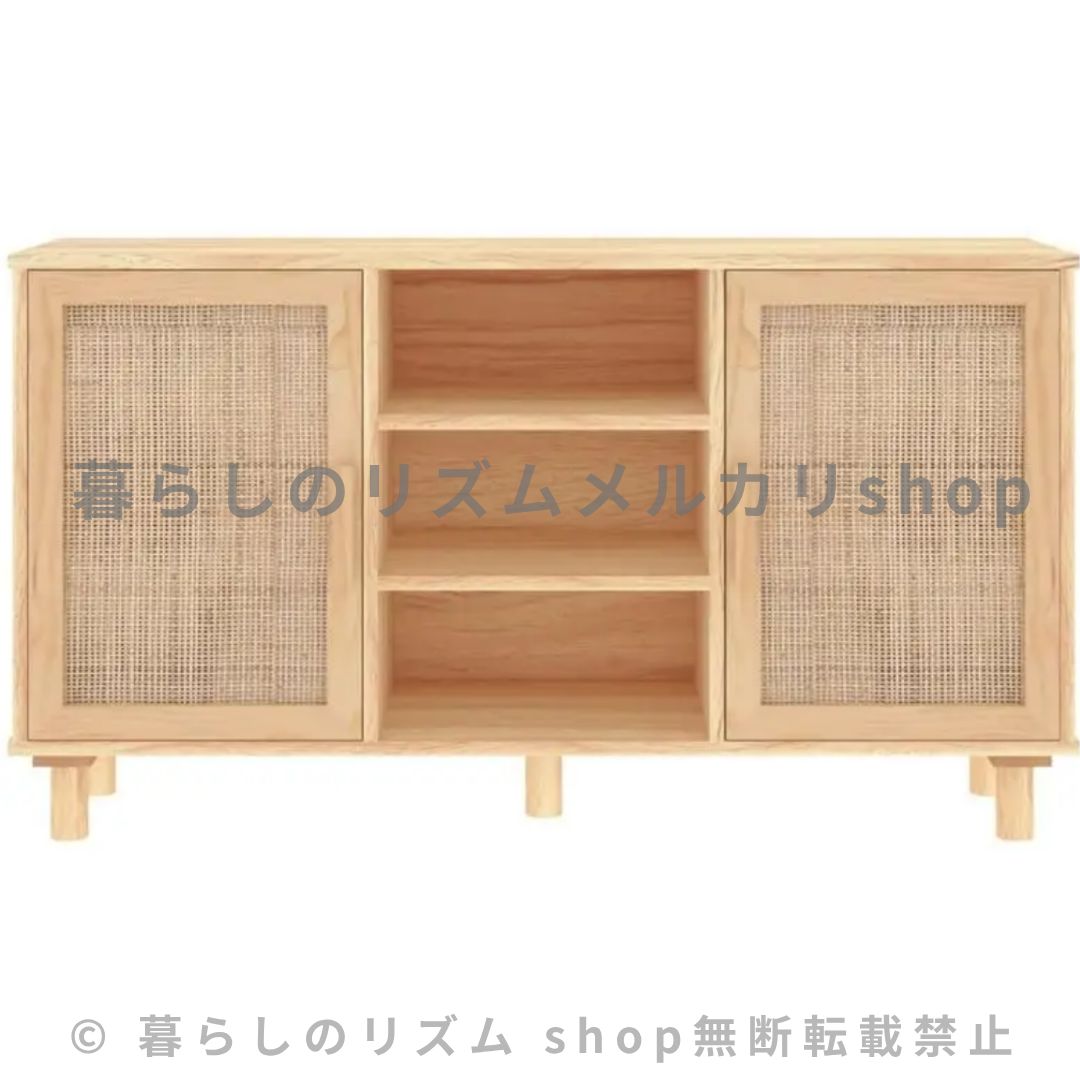 サイドボード 収納 キャビネット 北欧 薄型 木製 オーク おしゃれ オフィス キッチン 収納 スリム チェスト 扉 北欧モダン 調節棚付き 籐製キャビネット 2ドア サイドボードビュッフェ リビング ダイニング 玄関 ナチュラル