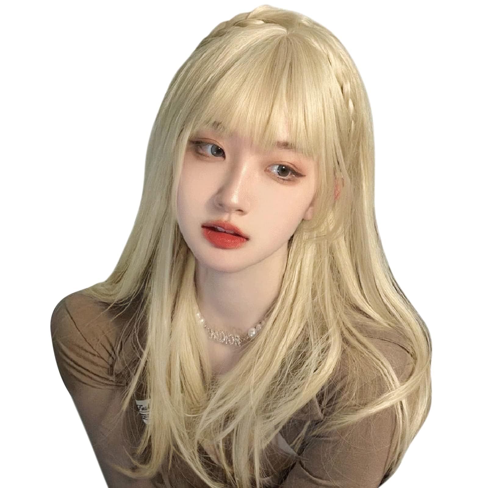 ウィッグ ロリータ ファッション カツラ wig レディース 人気 ウイッグ 自然 amazon コスプレ 女装 耐熱 フルウィッグ 女性 ギャル かつら ストレート ネット/櫛付き 金髪 ロング 60cm FORCUTEUウィ
