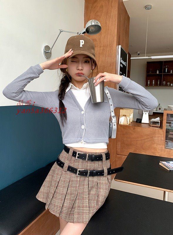 プリーツミニスカート韓国ファッ