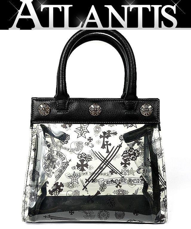 CHROME HEARTS 銀座店 クロムハーツ ドリュー ミニ ビニール PVC ミニトート バッグ メンズ 黒|クリア 99323