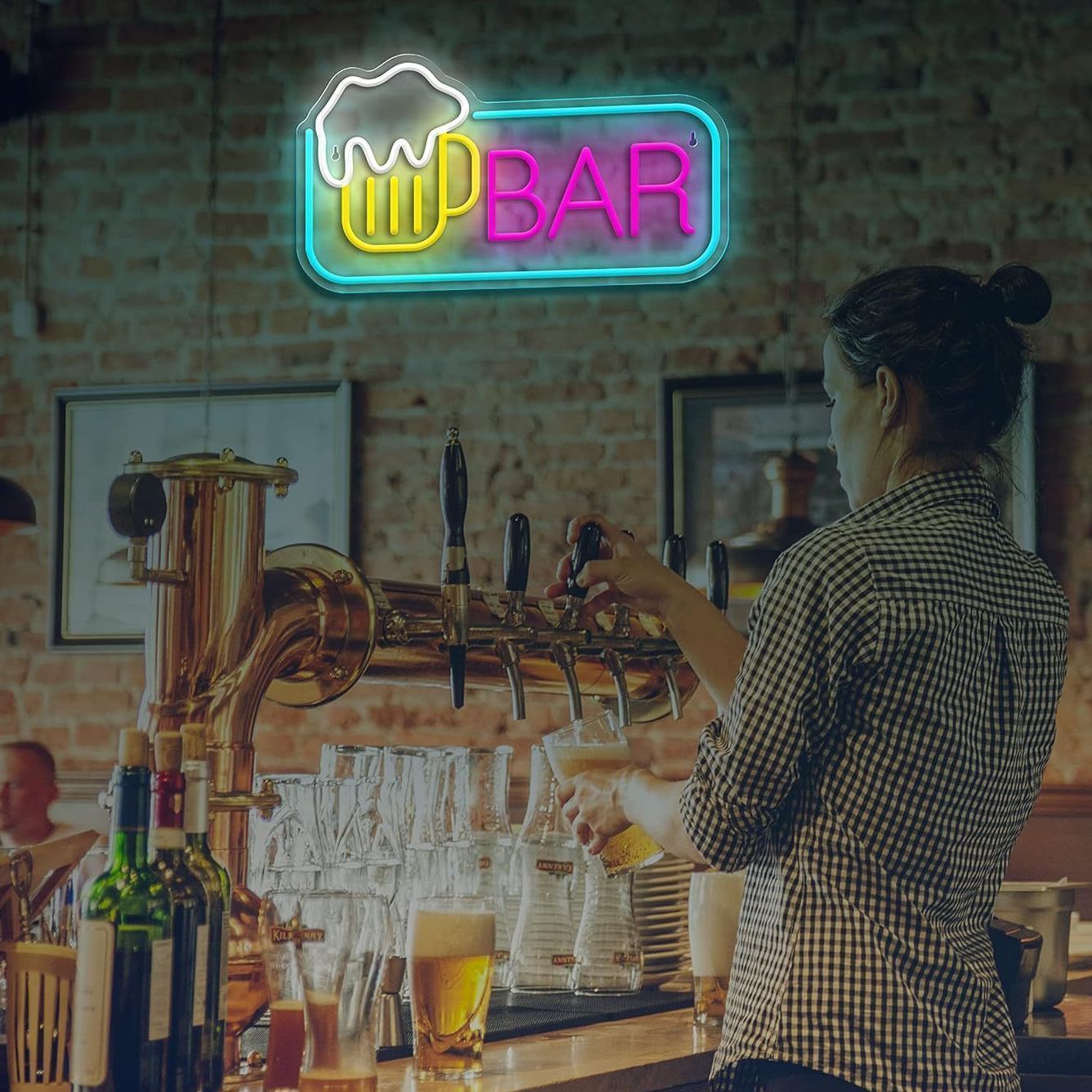 ネオンライト 「BAR」の文字 ビールのイラスト 壁掛け 発光 ネオンライト 「BAR」の文字 ビールのイラスト 壁掛け 発光